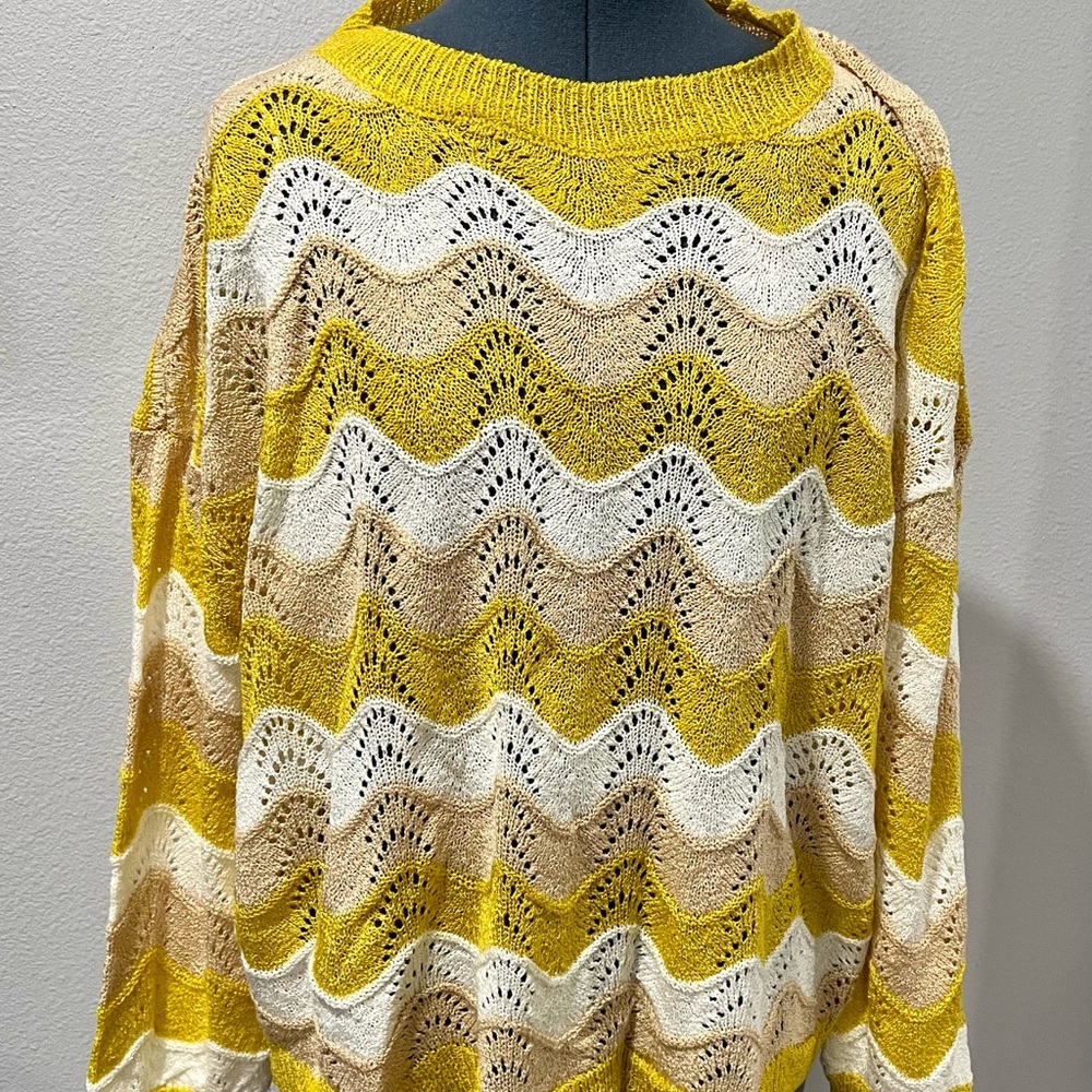 Debut Yellow and Tan Knit Sweater